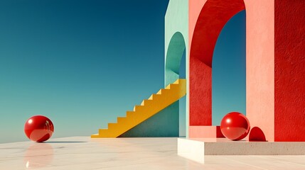 Poster - A captivating and surreal architectural abstraction featuring a stacked
