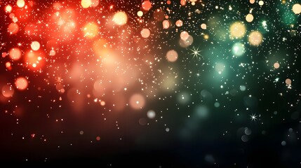 Aufkleber - Dreamy and Holiday Bokeh Light Abstraction in Rich Red Green and Golden Tones   A captivating and mesmerizing composition of glowing shimmering and sparkling holiday lights arranged in an abstract