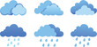 © RABBI - Blue Cloud Icon Set with Rain and Weather Symbols on Transparent Background
