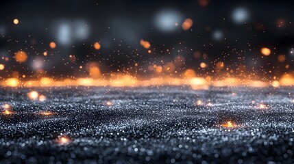 Poster - A mesmerizing abstract fiery composition featuring glowing embers floating in the air with bright dancing sparks illuminating the dark background evoking intense heat and energy