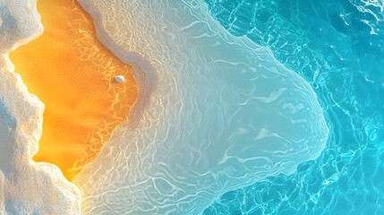 Poster - Dreamlike Coastal Harmony Fiery Orange Sands Seamlessly Blending into the Serene Depths of Turquoise Ocean Waves Capturing the Ethereal Beauty and Tranquility of the Natural Landscape