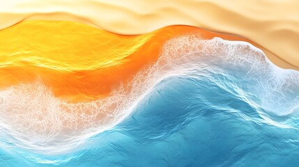 Poster - Breathtaking abstract landscape showcasing the seamless blend of golden sands and azure waters creating a visually captivating and serene shoreline with natural flowing patterns and curves
