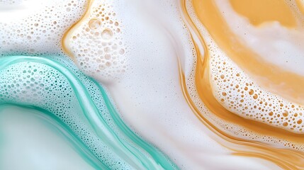 Poster - A mesmerizing and dreamy abstract art composition with vintage tones where delicate creamy bubbles swirl into fluid ethereal pigments creating a nostalgic and surreal visual experience