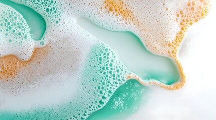 Poster - Ethereal and visually captivating abstract artwork featuring a blend of retro inspired pigments floating bubbles and delicate textures