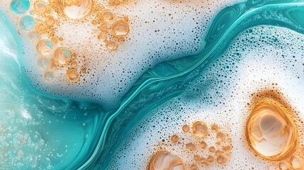 Aufkleber - A mesmerizing and hypnotic abstract scene that blends warm vintage tones soft glowing bubbles and flowing pigments