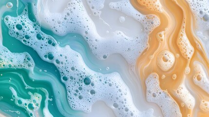Leinwandbilder - Surreal and hypnotic abstract scene with a fusion of warm vintage tones soft glowing bubbles and flowing pigments capturing the essence of nostalgia and fluidity