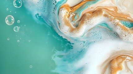 Aufkleber - A abstract masterpiece with dreamlike textures creamy floating bubbles and swirling vintage pigments that create a soft yet captivating motion effect in a timeless setting