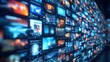 © POV Studio - Digital wall of diverse video content streaming online