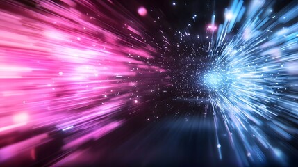 Poster - A breathtaking cyberpunk inspired tunnel filled with pulsating waves of colorful motion blur lights creating an immersive sense of velocity digital a futuristic world of dazzling technology