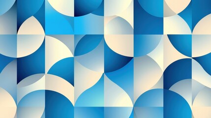 Poster - Abstract Pattern of Blue and Cream Shapes Featuring Geometric Design Elements