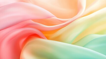 Poster - Elegant Soft Pastel Fabric Drapery with Flowing Waves and Gentle Color Transitions
