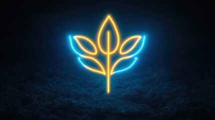 Wall Mural - Neon Plant Glowing in the Dark