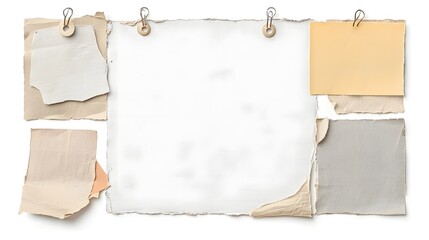Poster - Vintage inspired paper tag with grunge textures ripped edges and adhesive tape pinned with a thumbtack   perfect for office business or creative projects such as announcements branding presentations