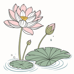 Sticker - vector illustration of lotus flower