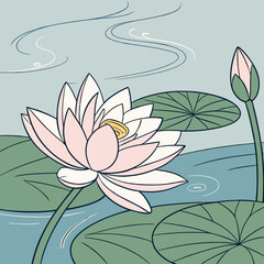 Sticker - pink water lilies