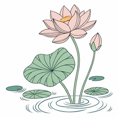 Sticker - lotus flower vector illustration