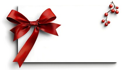 Aufkleber - Elegant holiday greeting card with a stylish red ribbon bow tied in a neat design perfect for sending warm Christmas and New Year wishes with a festive premium and look