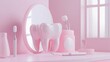 © Elchin Abilov - 3Drendered tooth with a dental mirror a banner template for dental treatment and care