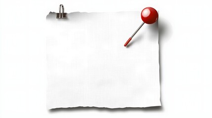 Fototapete - Minimalistic transparent paper note with a red thumbtack pinned to it showcasing a clean and simple design ideal for office reminders business presentations and other creative concepts