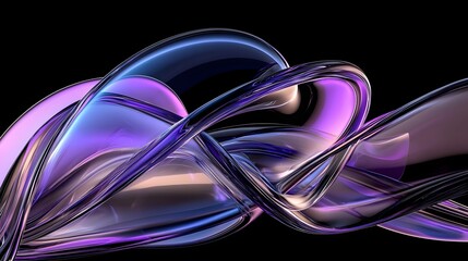 Fototapete - Captivating abstract 3D render showcasing fluid dynamic forms with smooth reflective surfaces vibrant neon lighting and a high tech futuristic atmosphere