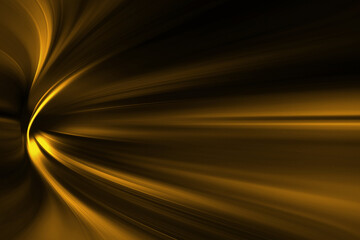 Wall Mural - Modern bright abstract dynamic line wave curve soft light gradient neon brown yellow gold on black background design for graphics pattern web illustration technology network digital backdrop wallpaper