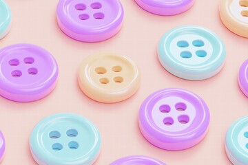 Canvas Print - Colorful buttons on a pastel background. AI.