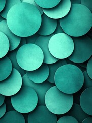 Poster - Teal circles layered in a pattern. AI.