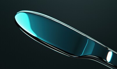 Poster - Shiny metal butter knife. AI.