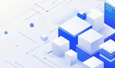 Poster - Abstract isometric 3D cubes and lines design.