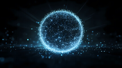 Wall Mural - Mysterious Blue Light Sphere in Dark Background