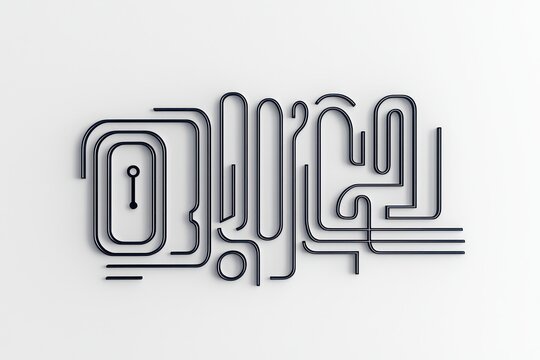 3D glyph icon representing a password symbol for digital security, white background.