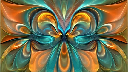 Poster - A futuristic digital background featuring a glowing teal and orange color scheme with complex fractal patterns.