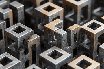 Poster - Abstract metal cubes pattern background.