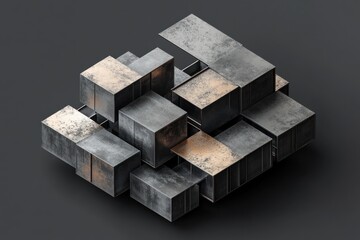 Poster - Abstract metallic cube composition.