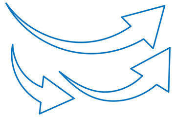 Poster - Long arrows icon. Long curved hand drawn arrow isolated.