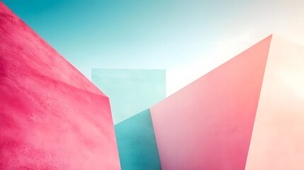 Poster - Striking Minimalist Abstract Architectural Scene with Vibrant Pink and Crisp Blue Hues