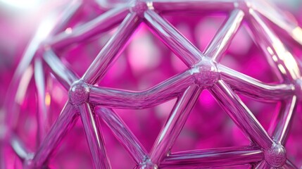 Poster - Abstract pink geometric sphere structure.