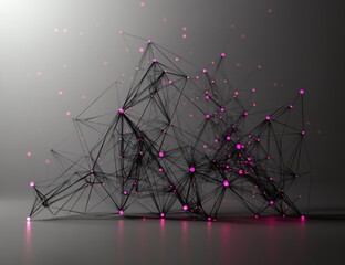 Poster - Abstract plexus network with glowing pink nodes.