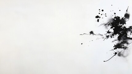 Poster - Abstract black ink splatter on white, art design