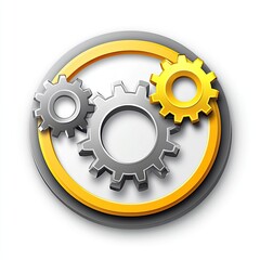 Poster - Interlocked Gears in Circular Frame
