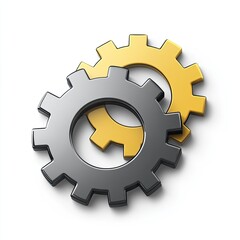 Aufkleber - Interlocked gears on white background, symbolizing teamwork, collaboration, and process