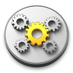 Poster - Interlocking Gears on a Button Icon