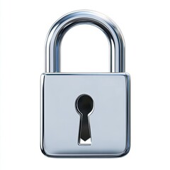Poster - Isolated metallic lock on white background. Security concept