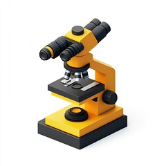 Poster - Isometric Yellow Microscope Isolated on White