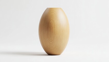 Poster - Light Wood Oval Vase on White Background