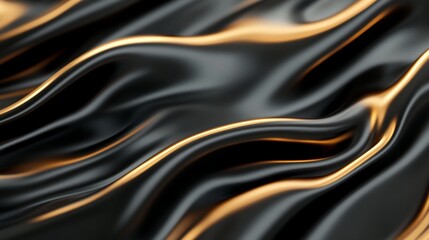 Sticker - Black and gold fabric, elegant waves, luxurious texture, background design, website use