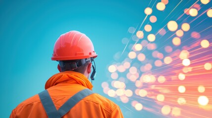 Poster - a telecommunications engineer inspecting equipment on a cell tower, emphasizing the importance of ma