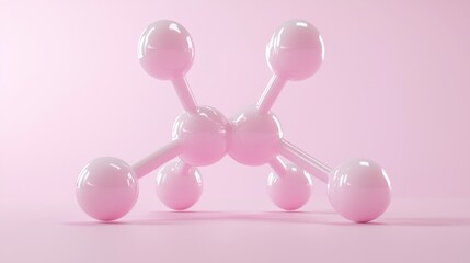 Aufkleber - Dynamic molecular structure display studio setting 3d render pink background artistic view science concept