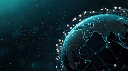 Poster - a futuristic interface with data streams and holographic projections, visualizing the concept of dig
