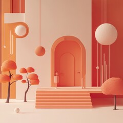 Aufkleber - Abstract geometric art display modern gallery digital artwork creative environment aesthetic viewpoint